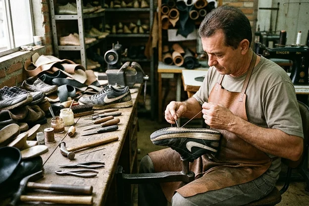 Tênis em reparo com um profissional em Jaú.